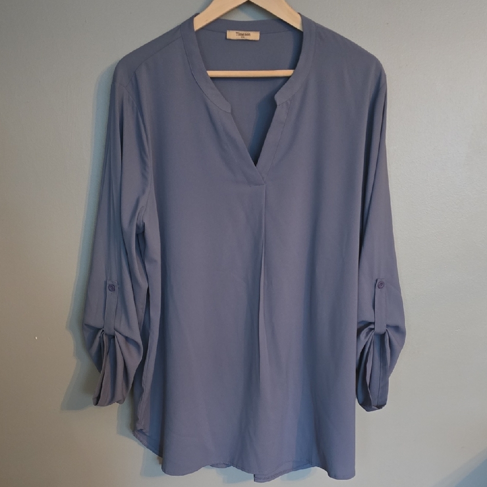 Women's Steel Blue Tunic Blouse